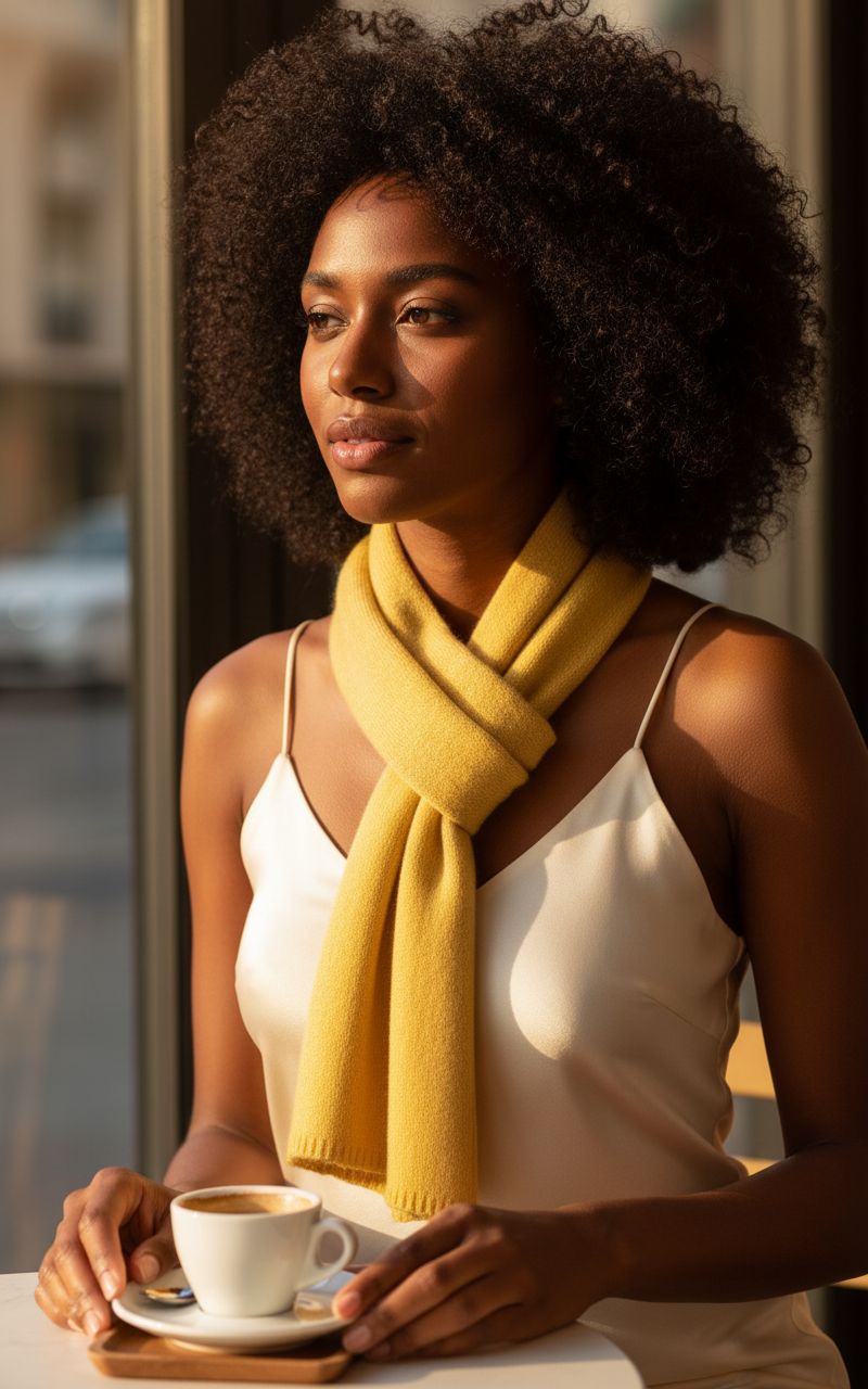 cashmere classic scarf in warm neutral — Italian luxury winter layering — view 3
