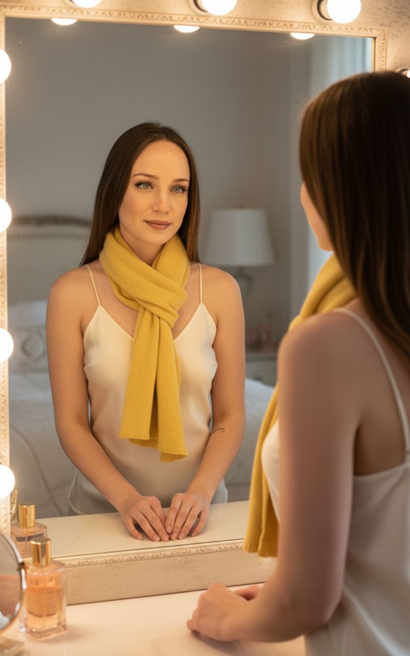 cashmere classic scarf in warm neutral — Italian luxury winter layering — view 2