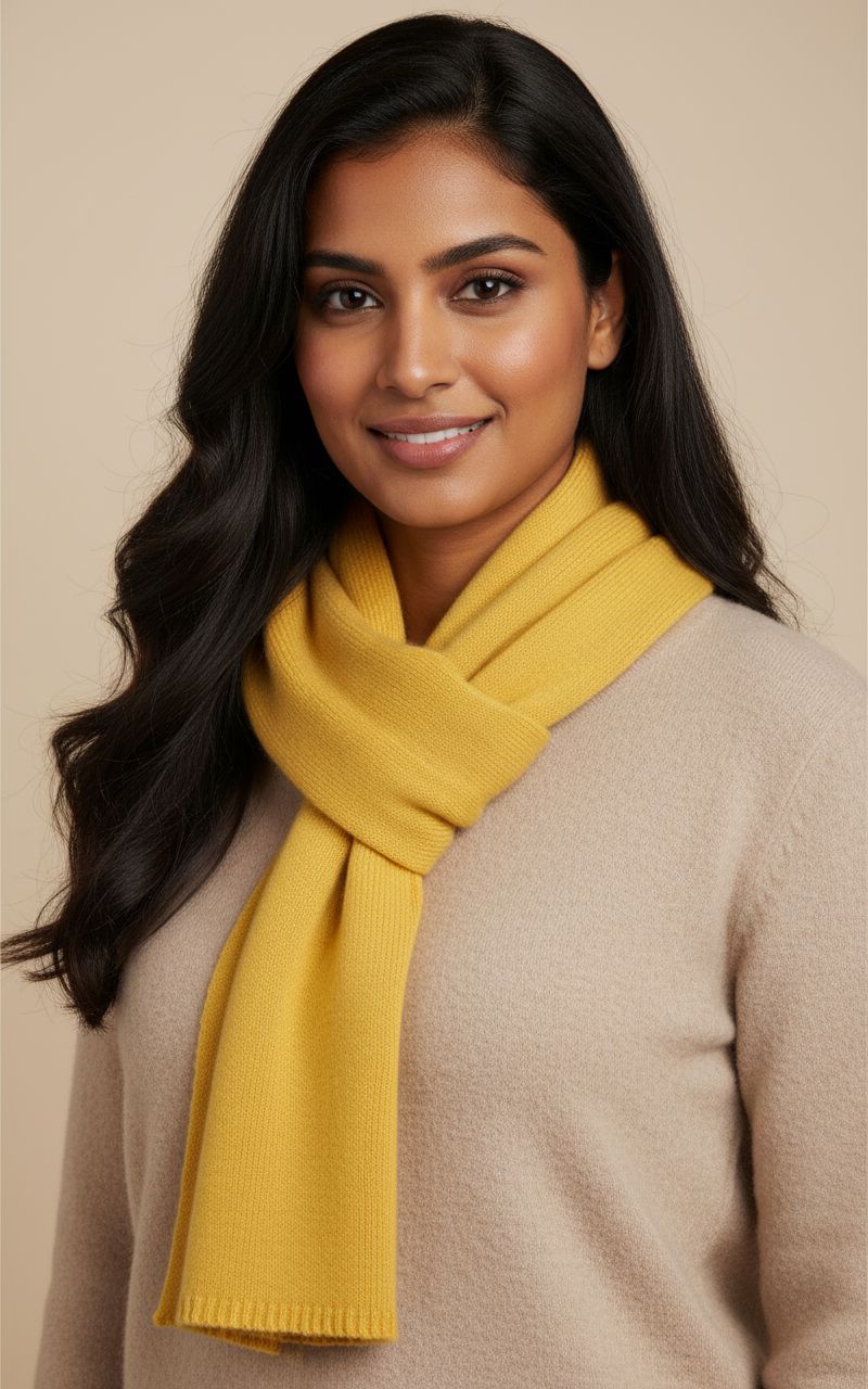 cashmere classic scarf in warm neutral — Italian luxury winter layering — view 6