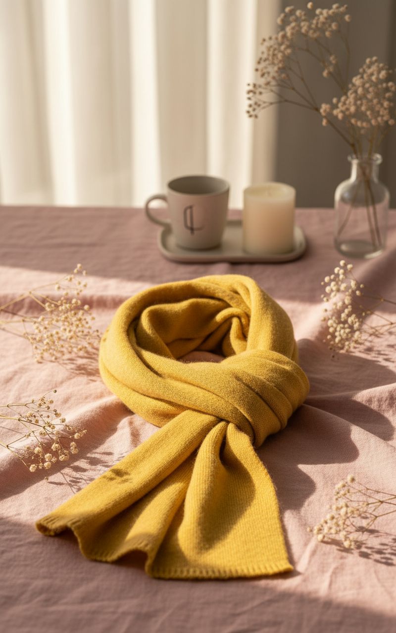cashmere classic scarf in warm neutral — Italian luxury winter layering — view 5
