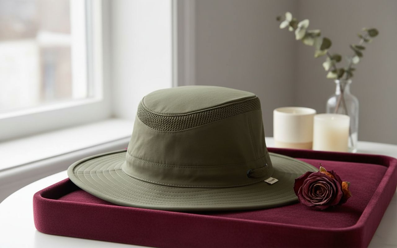 ultralight sun hat in neutral tone with water-resistant nylon and UPF 50+ protection — view 2