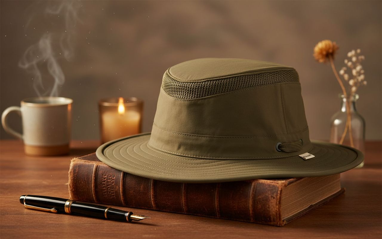 ultralight sun hat in neutral tone with water-resistant nylon and UPF 50+ protection — view 4