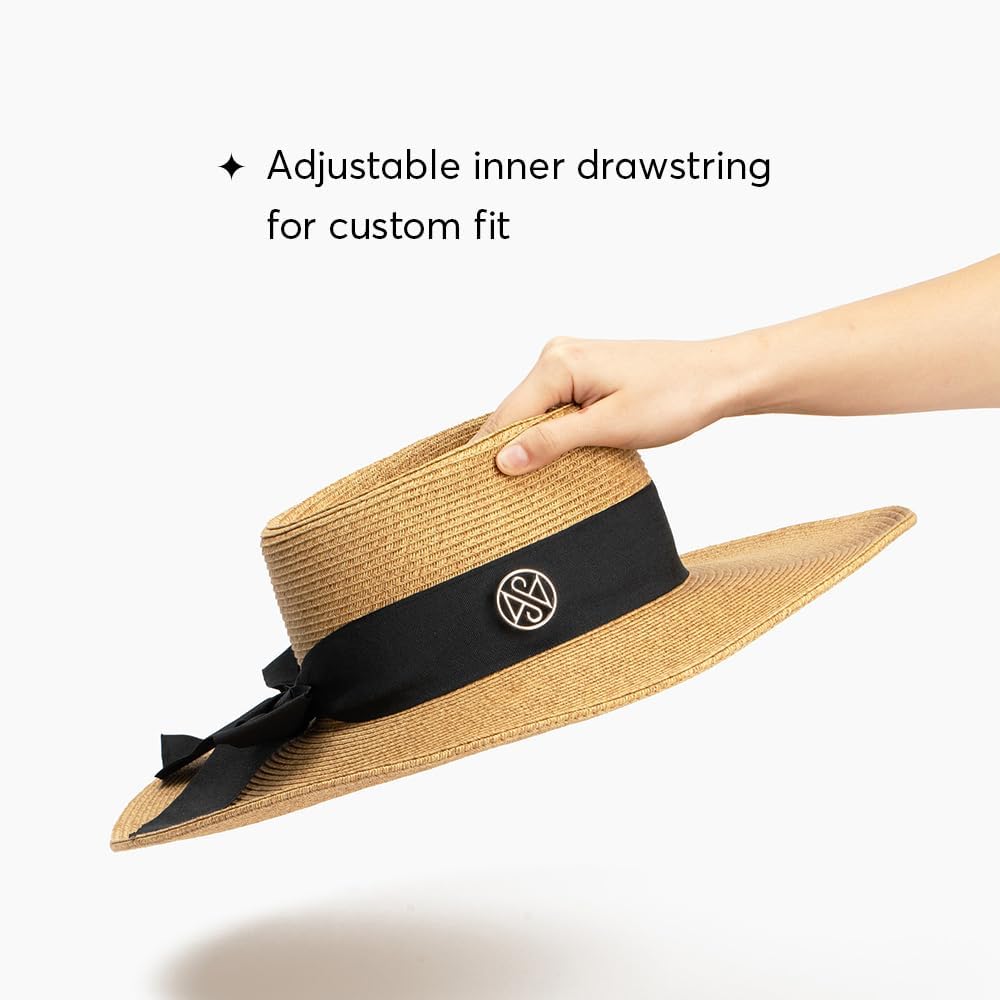 wide brim sun hat in beige with UPF 50 protection, adjustable fit — view 4