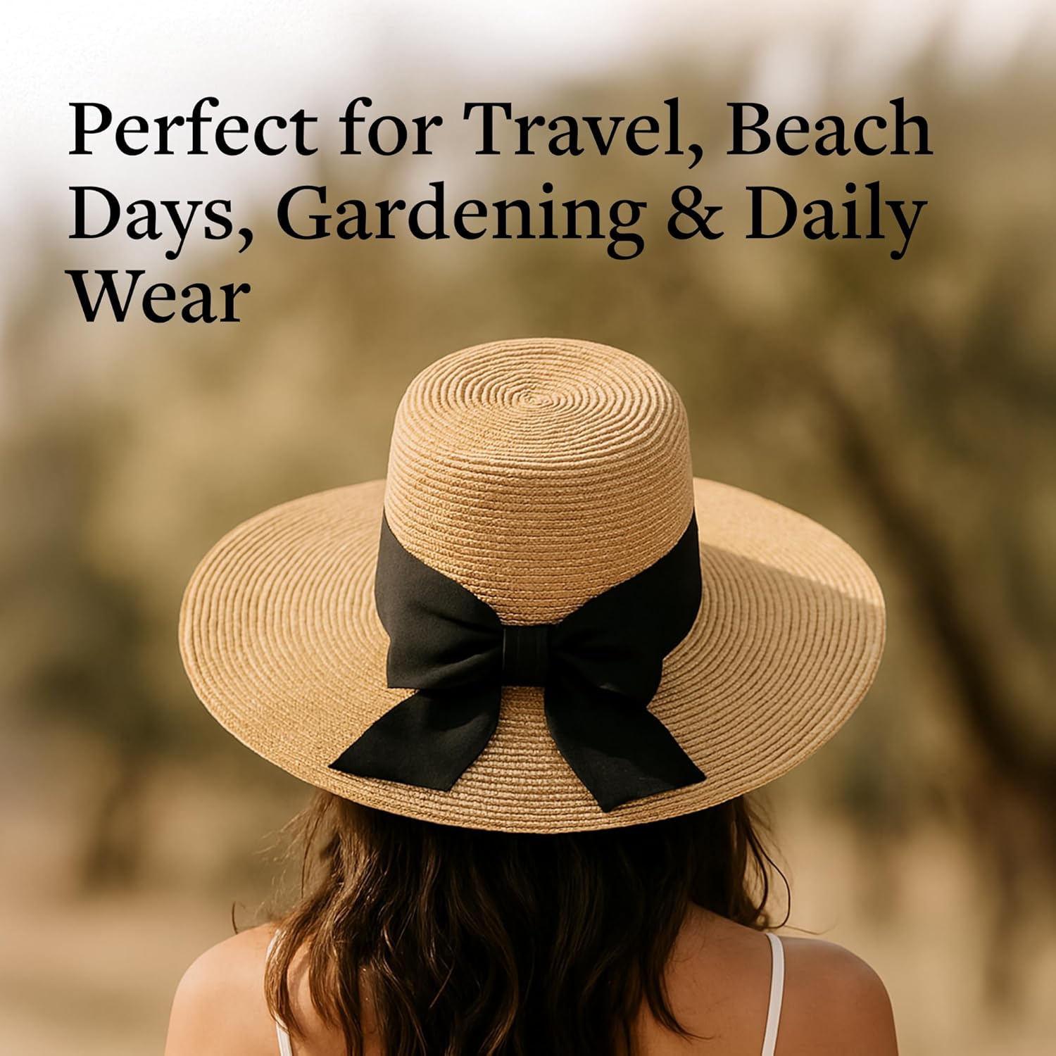 wide brim sun hat in beige with UPF 50 protection, adjustable fit — side