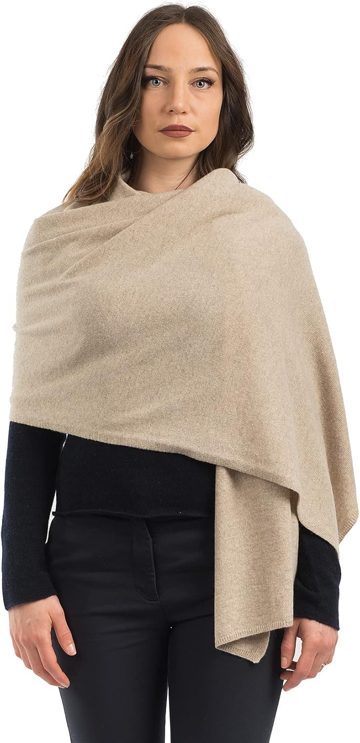 cashmere blend stole wrap in warm neutral — Italian wedding shawl — view 1