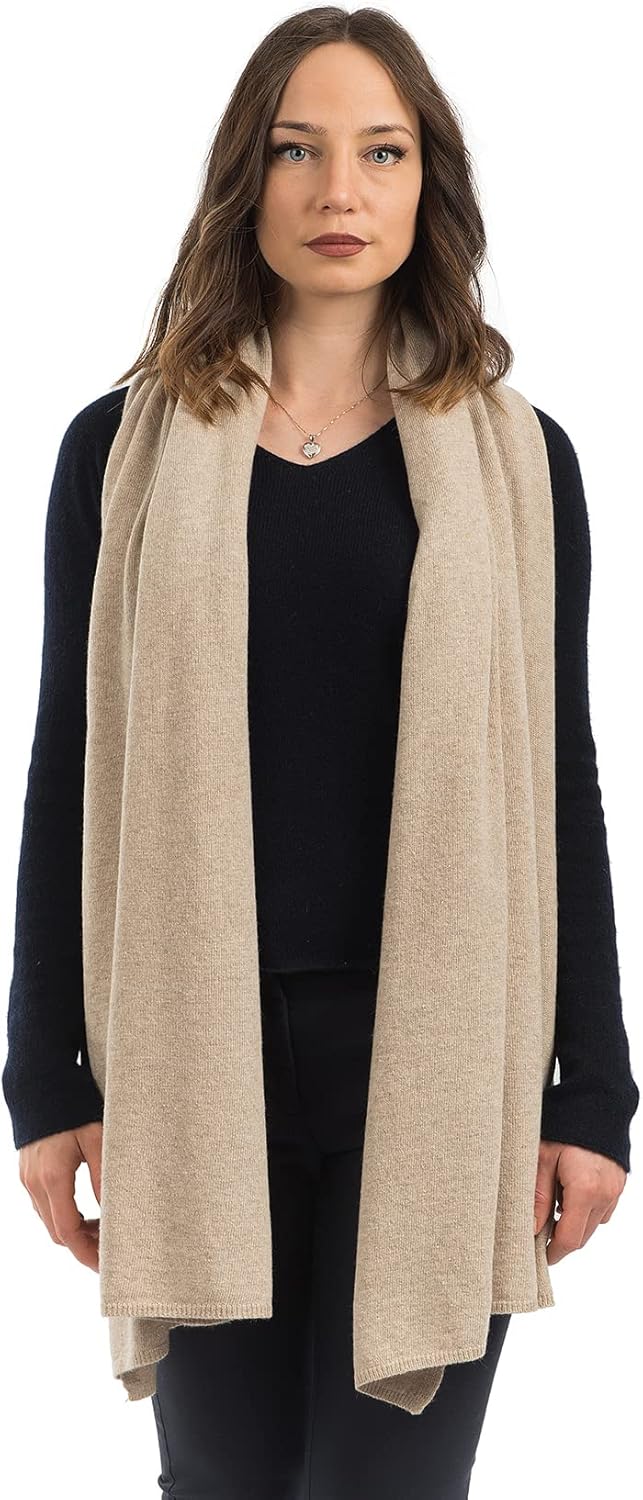 cashmere blend stole wrap in warm neutral — Italian wedding shawl — view 2