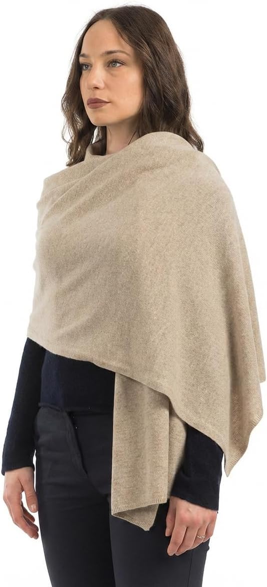 cashmere blend stole wrap in warm neutral — Italian wedding shawl — view 3