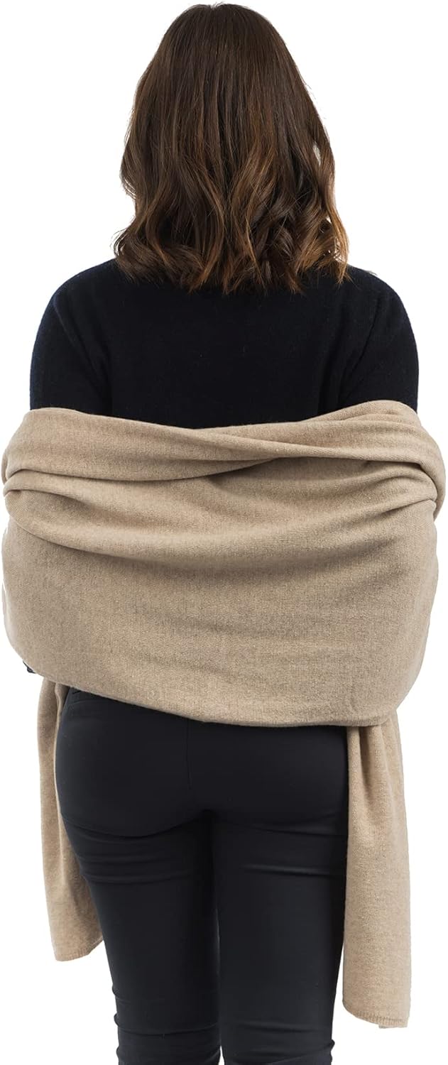 cashmere blend stole wrap in warm neutral — Italian wedding shawl — view 2