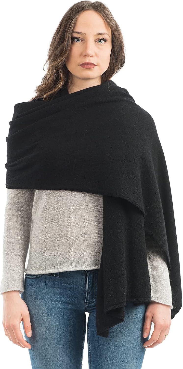 cashmere blend stole wrap in warm neutral — Italian wedding shawl — front