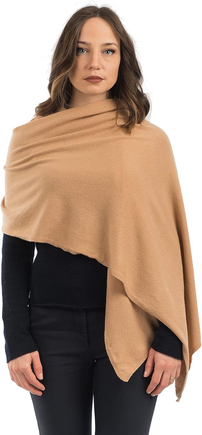 cashmere blend stole wrap in warm neutral — Italian wedding shawl — side