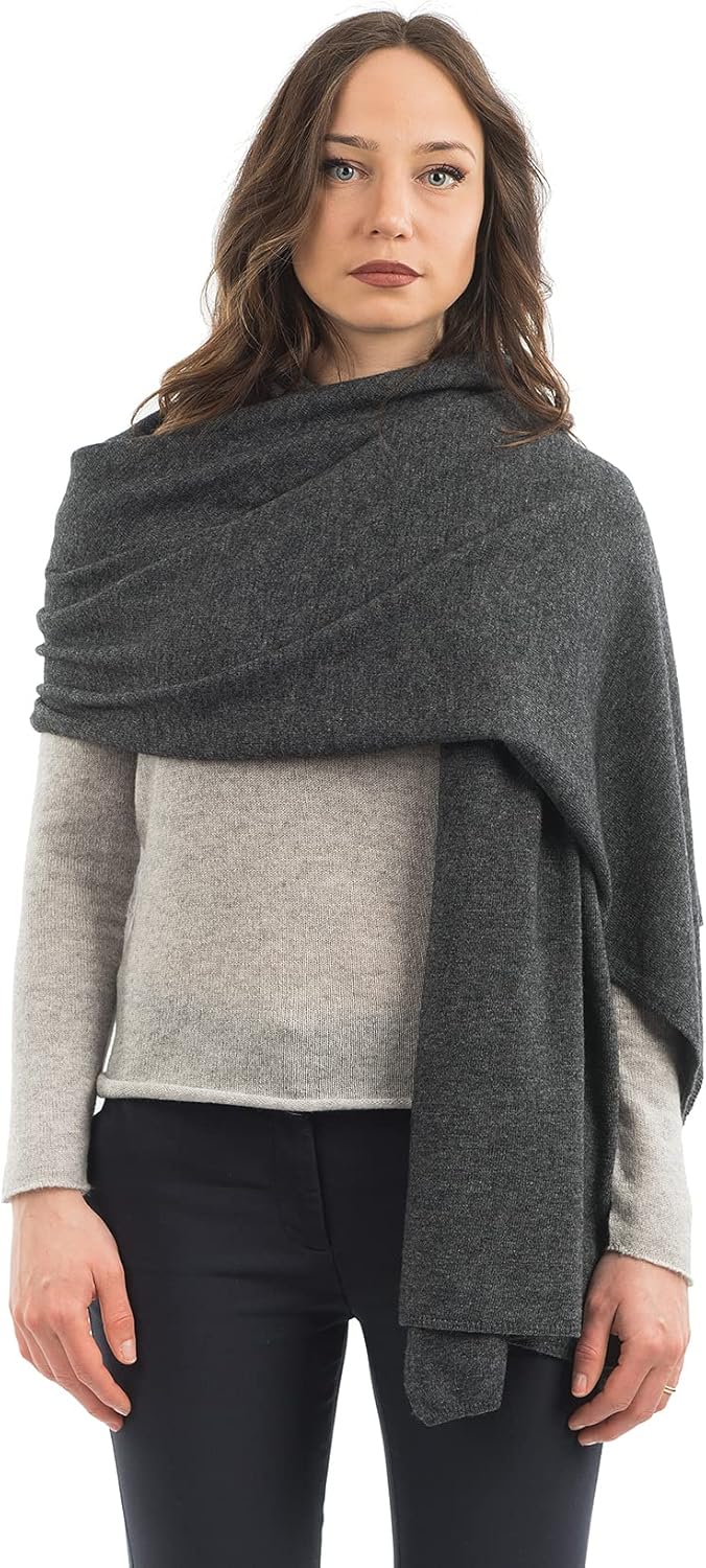 cashmere blend stole wrap in warm neutral — Italian wedding shawl — back