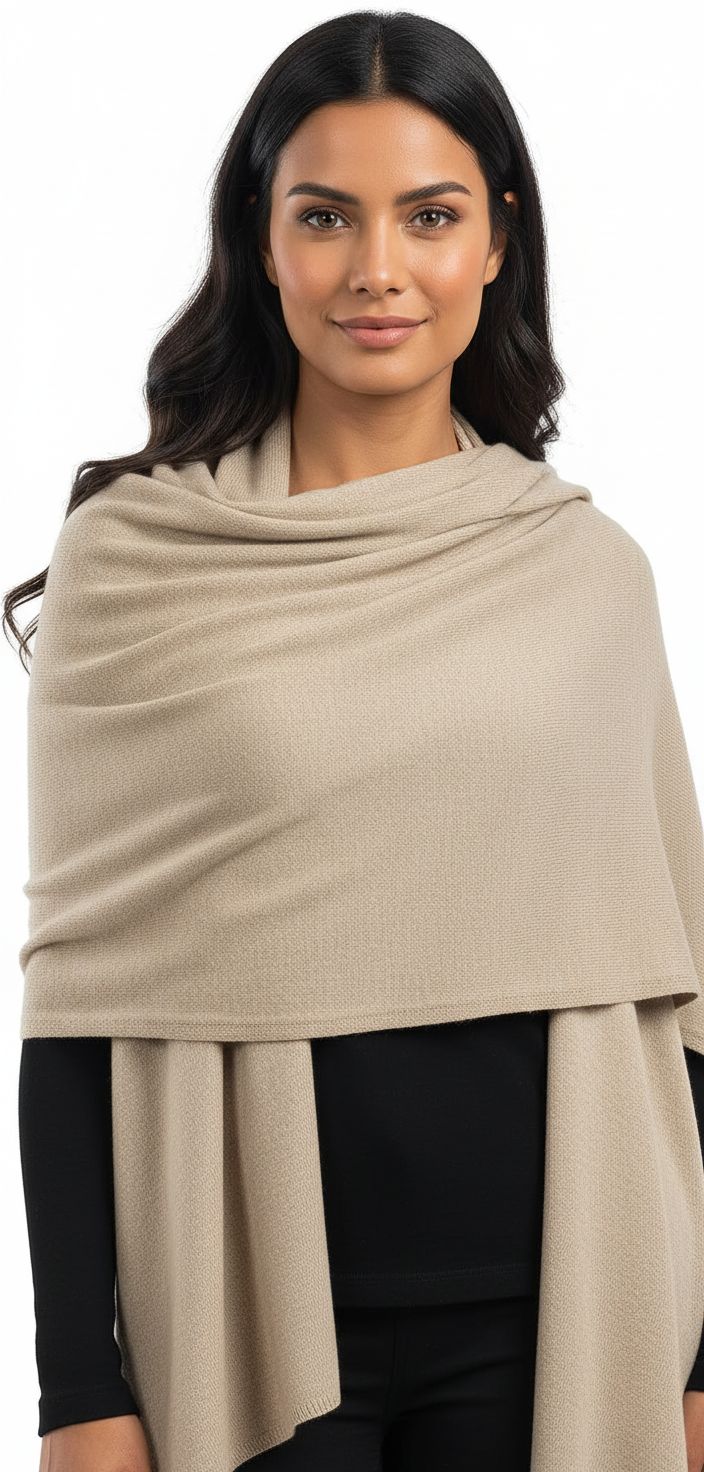 cashmere blend stole wrap in warm neutral — Italian wedding shawl — view 6
