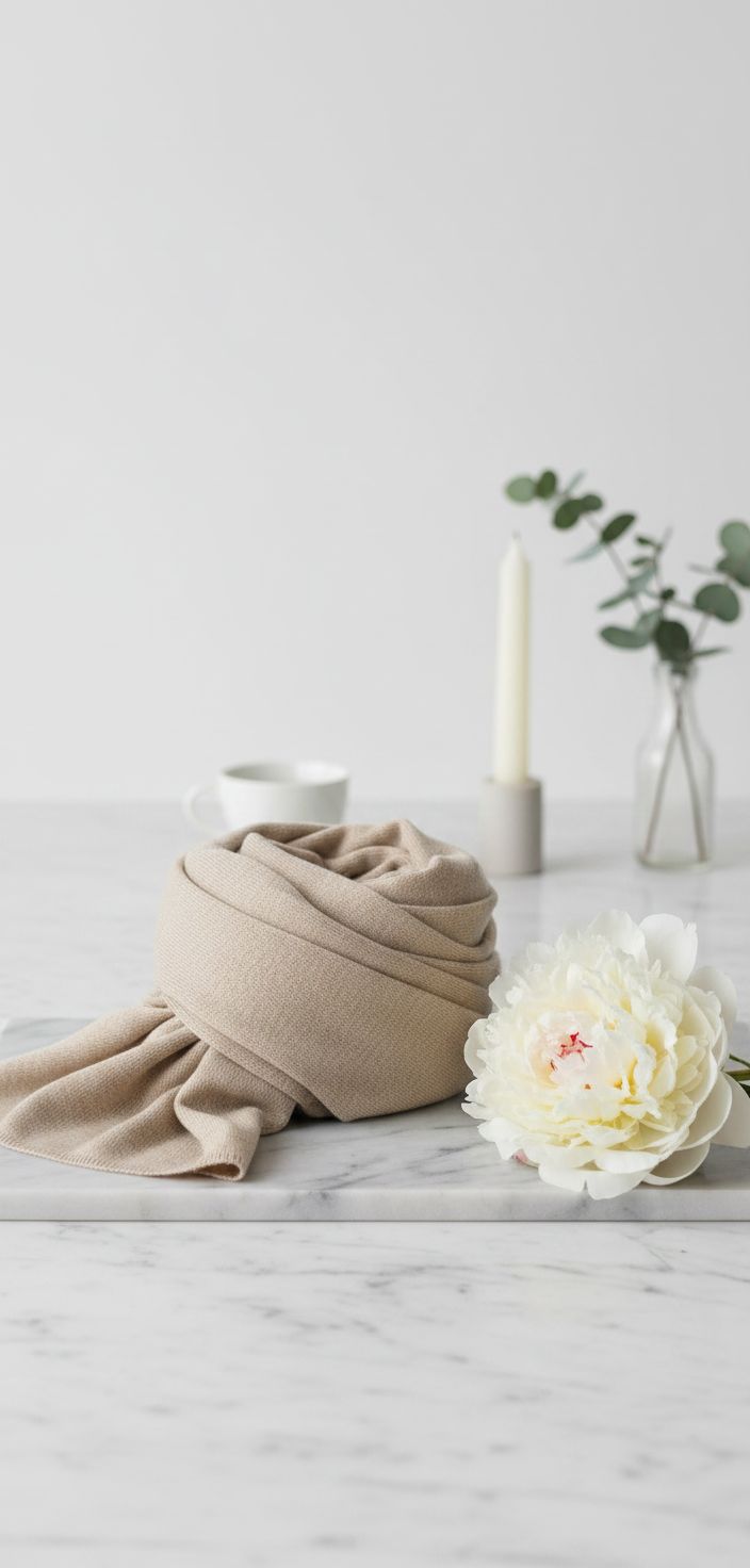 cashmere blend stole wrap in warm neutral — Italian wedding shawl — view 7