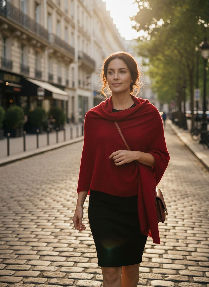 Cashmere knitted wrap shawl in warm neutral — extra large for travel and layering — view 4