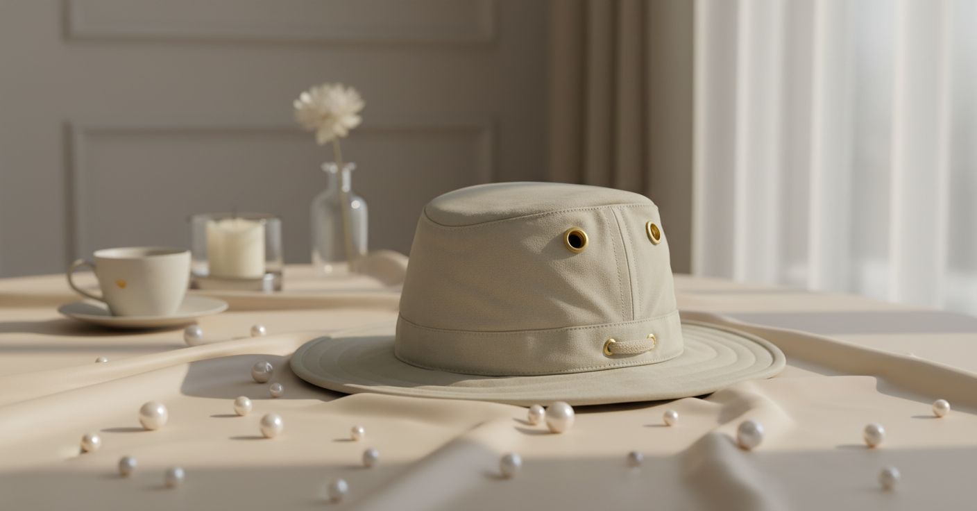 cotton canvas sun hat in warm neutral — classic adventure style — view 4
