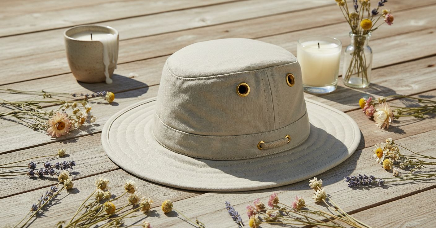 cotton canvas sun hat in warm neutral — classic adventure style — view 3
