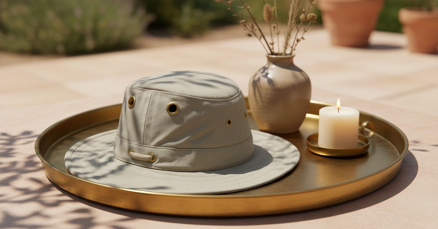 cotton canvas sun hat in warm neutral — classic adventure style — view 7
