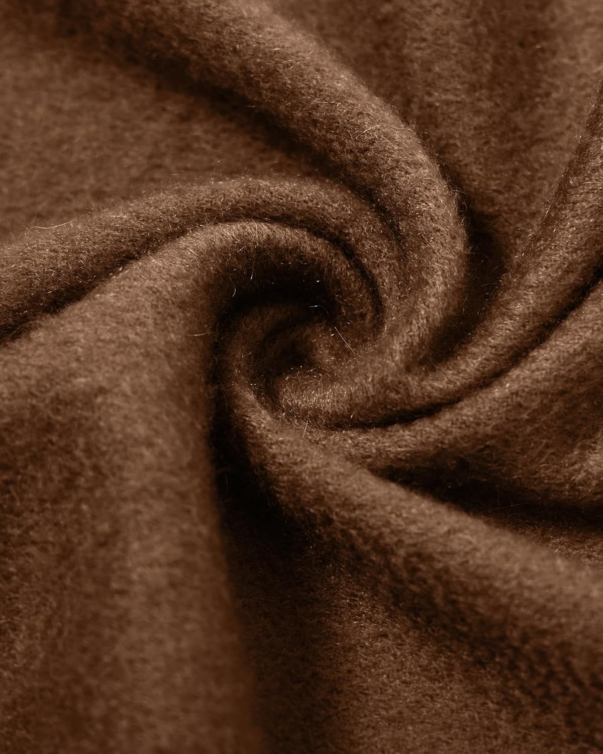 Cashmere winter scarf in warm neutral tone with fringed edges — view 2
