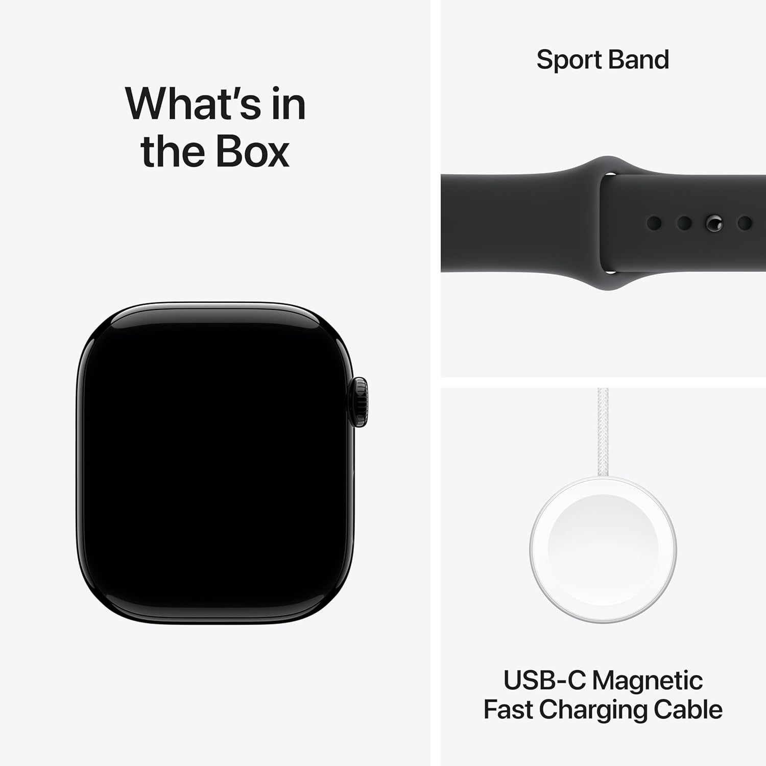Black aluminum smartwatch with sport band — fitness tracking and health monitoring — view 3