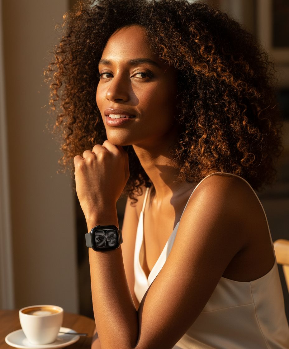 Black aluminum smartwatch with sport band — fitness tracking and health monitoring — view 3