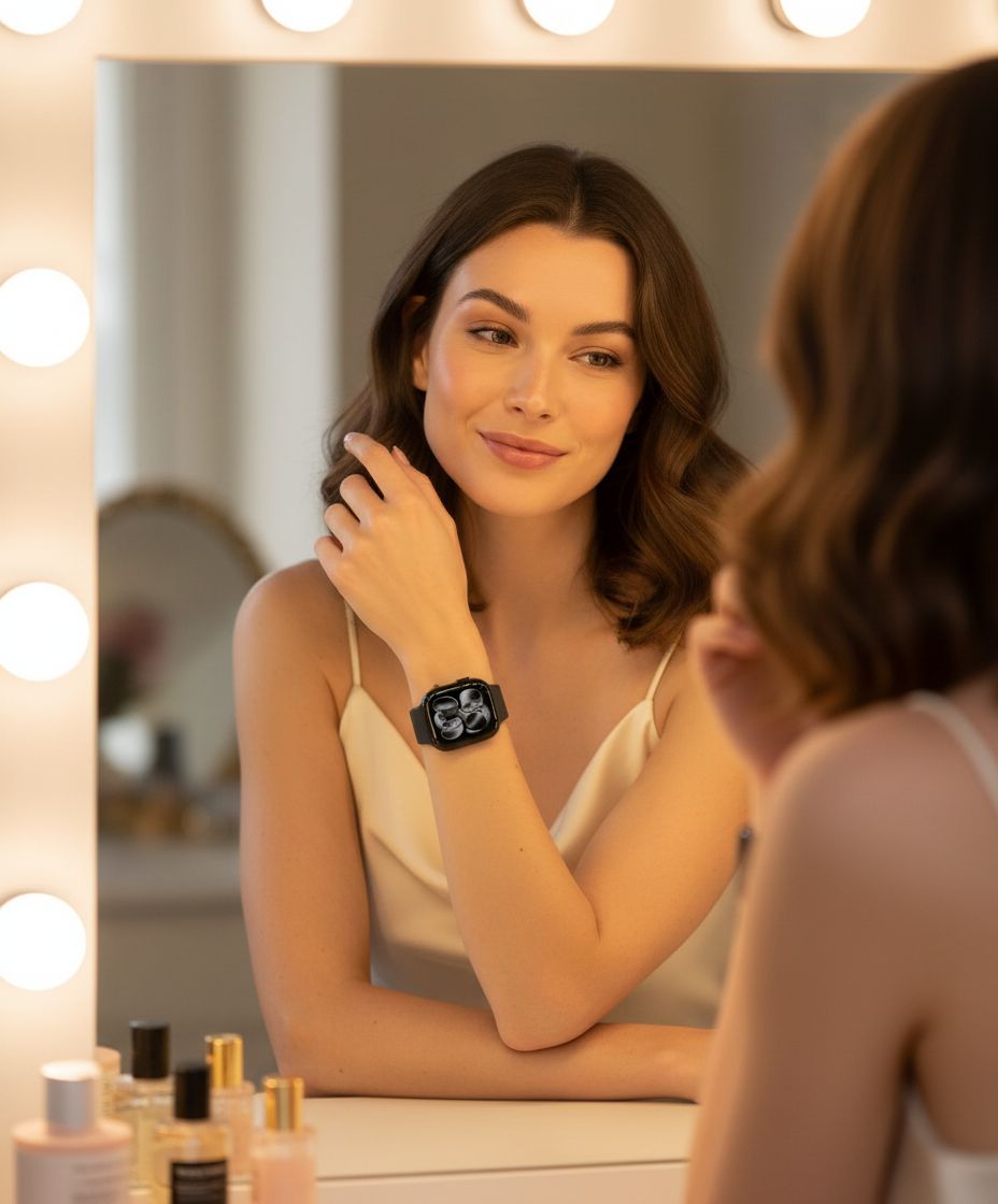Black aluminum smartwatch with sport band — fitness tracking and health monitoring — view 2