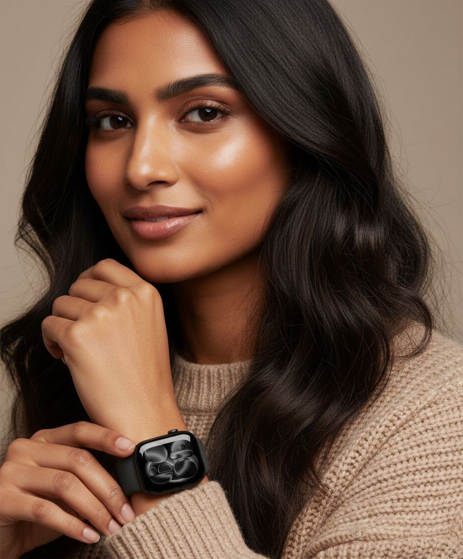 Black aluminum smartwatch with sport band — fitness tracking and health monitoring — view 6