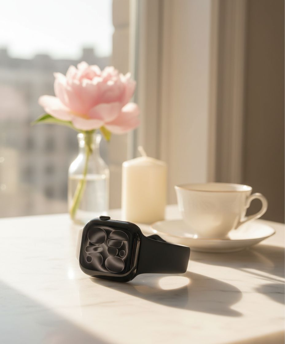 Black aluminum smartwatch with sport band — fitness tracking and health monitoring — view 2