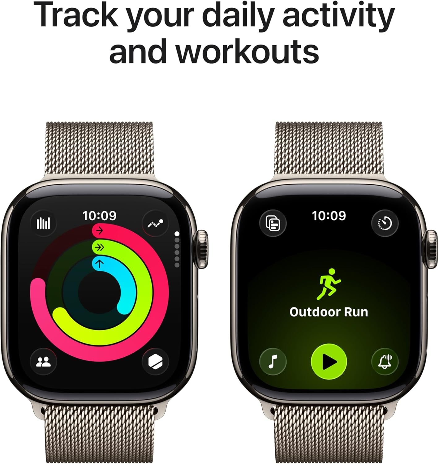 Titanium smartwatch with silver milanese loop band — fitness tracking — view 3