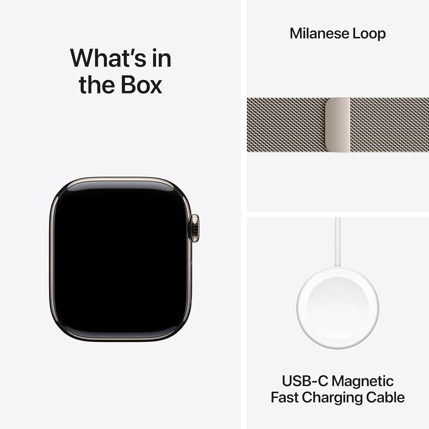 Titanium smartwatch with silver milanese loop band — fitness tracking — view 3