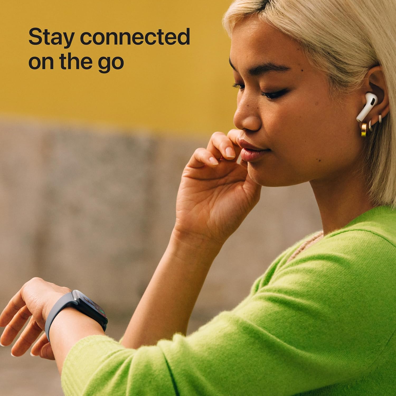 Starlight aluminum smartwatch with sport band — minimalist fitness tracker — view 3