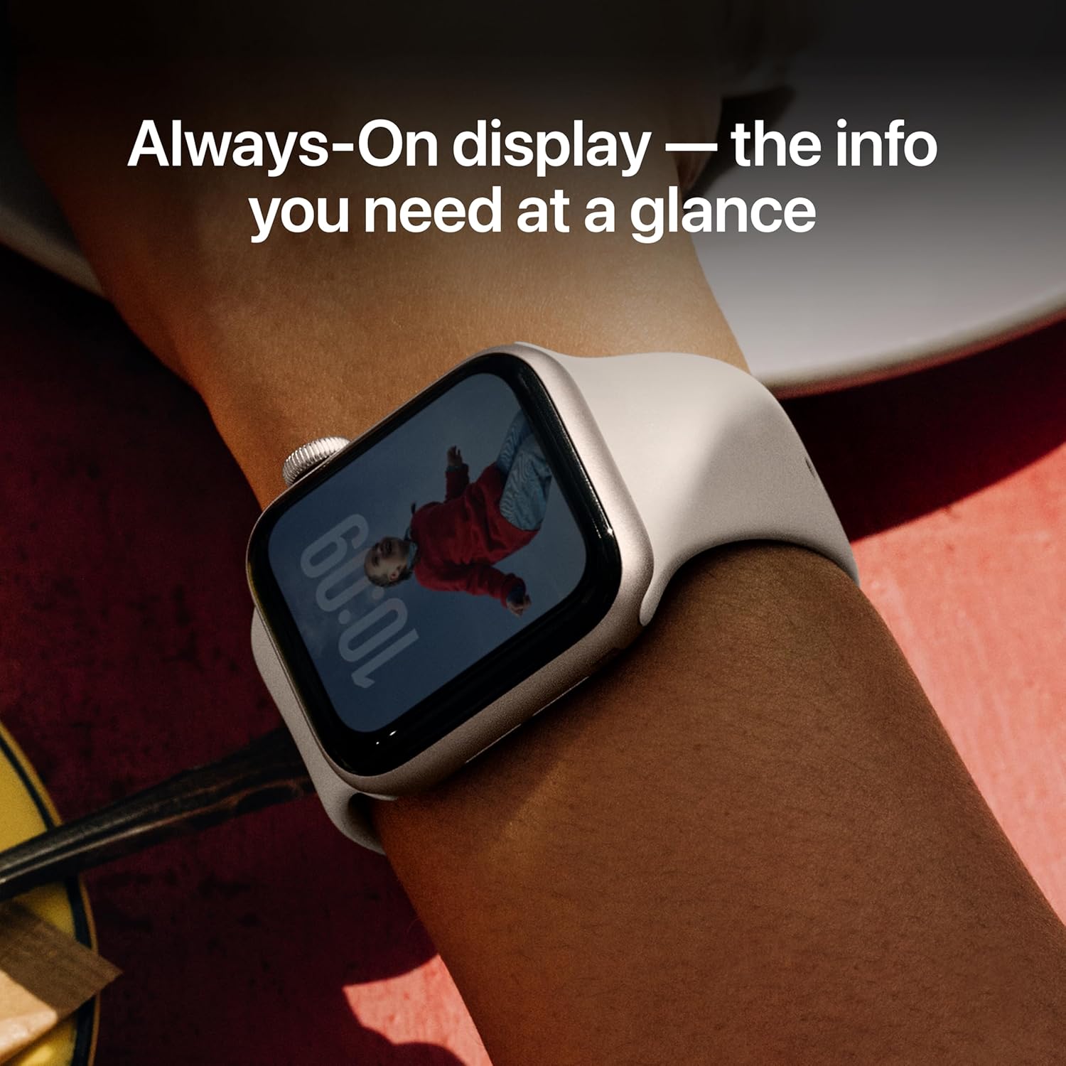 Starlight aluminum smartwatch with sport band — minimalist fitness tracker — view 4