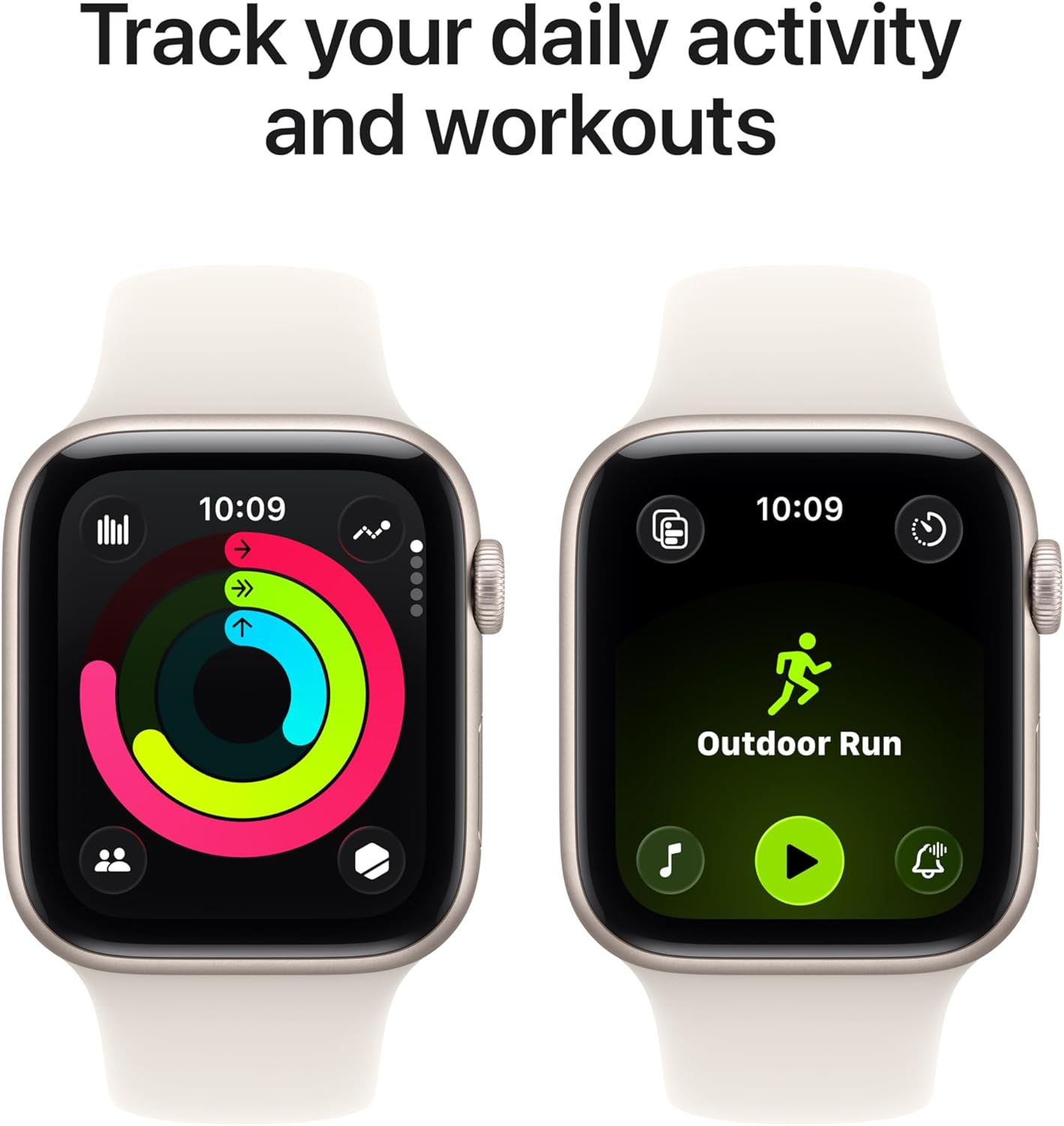 Starlight aluminum smartwatch with sport band — minimalist fitness tracker — view 2