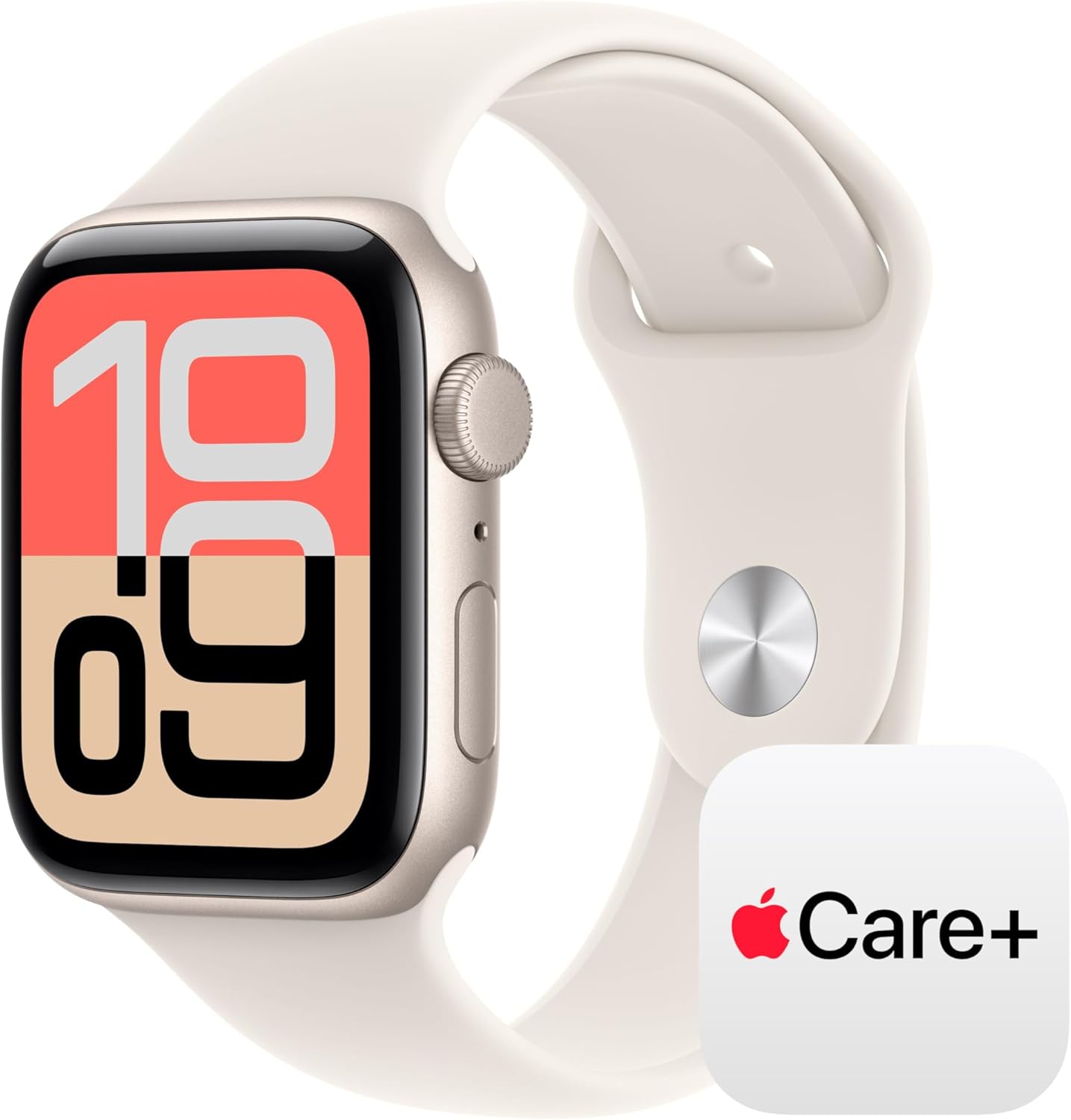 Starlight aluminum smartwatch with sport band — minimalist fitness tracker — side