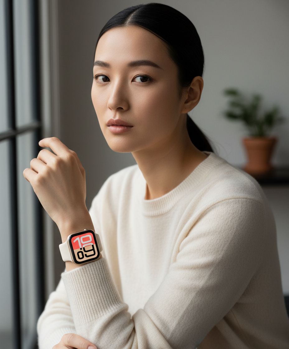 Starlight aluminum smartwatch with sport band — minimalist fitness tracker — view 1