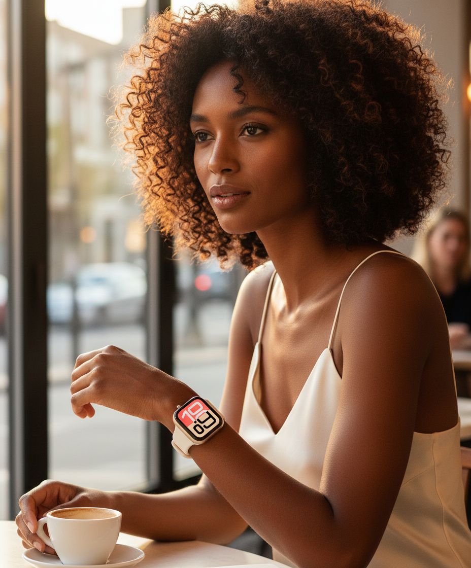 Starlight aluminum smartwatch with sport band — minimalist fitness tracker — view 3