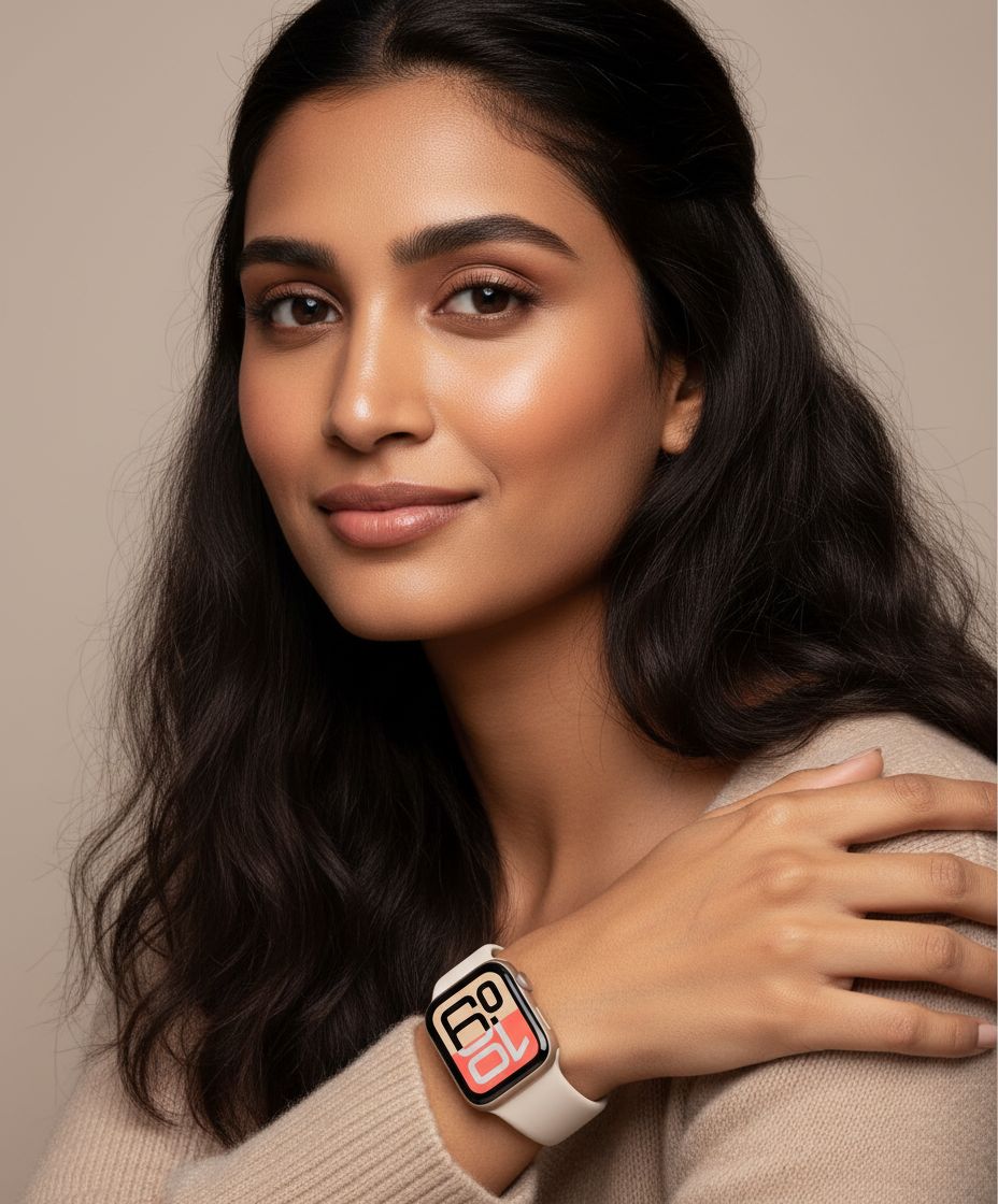 Starlight aluminum smartwatch with sport band — minimalist fitness tracker — view 6