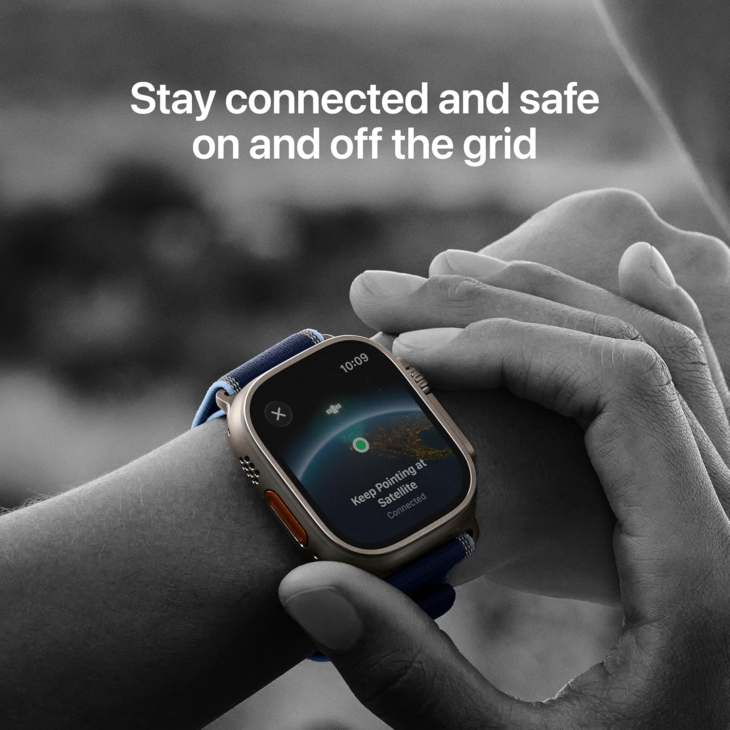 Blue titanium smartwatch with trail loop band — rugged multisport design — view 3
