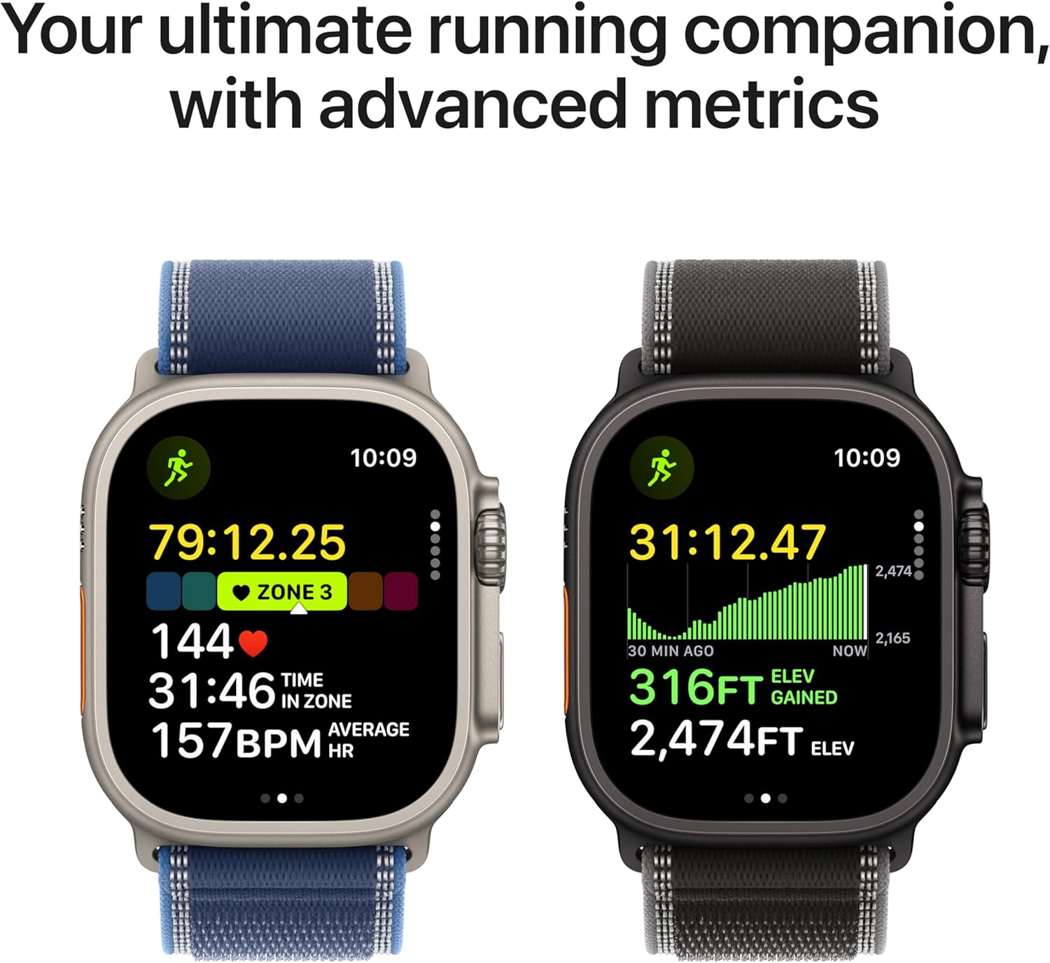 Blue titanium smartwatch with trail loop band — rugged multisport design — view 4