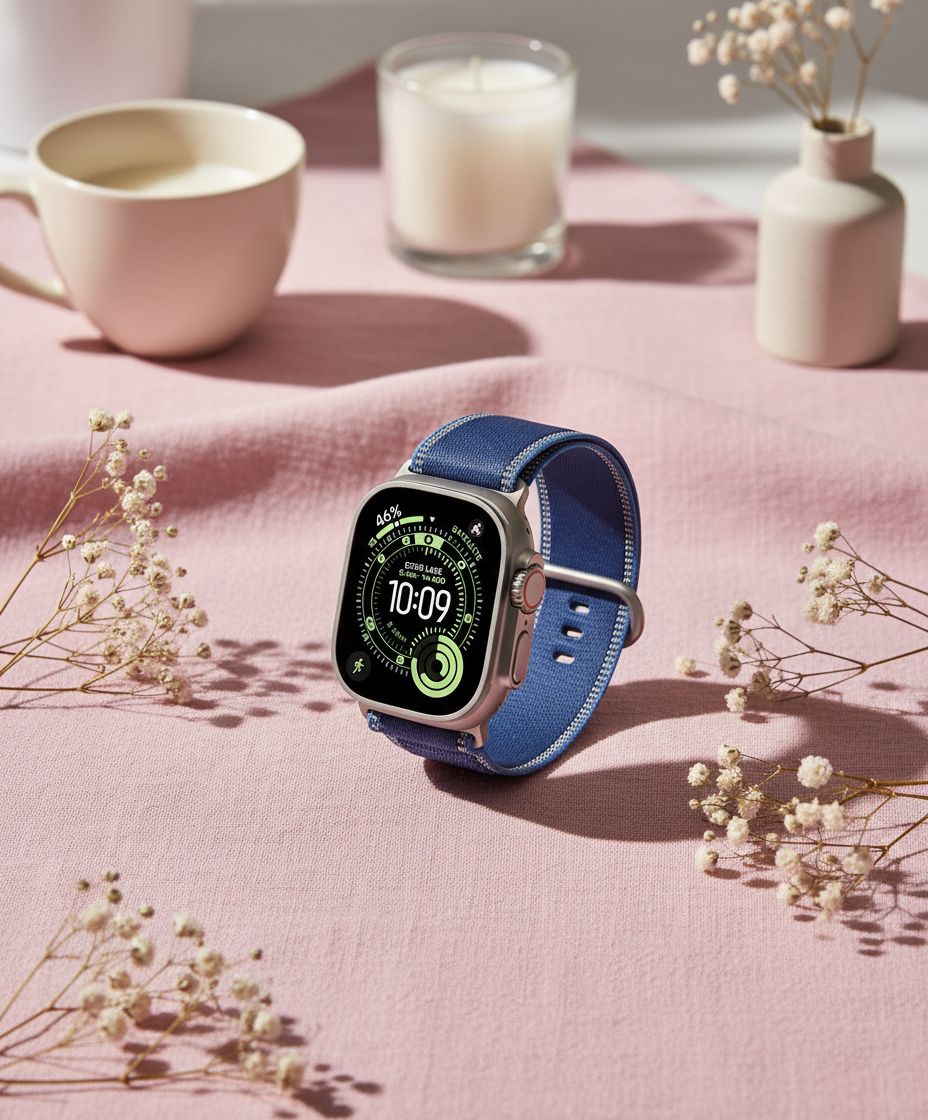 Blue titanium smartwatch with trail loop band — rugged multisport design — view 3
