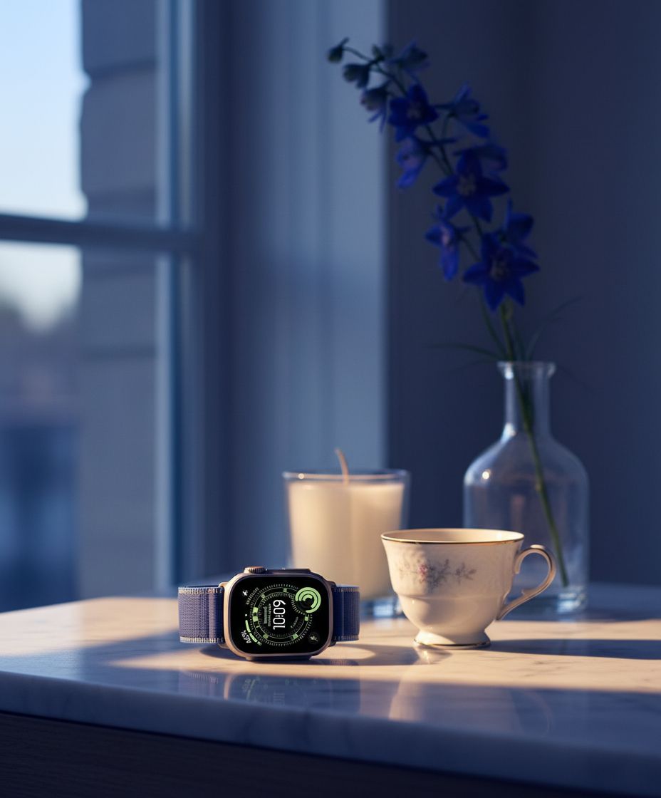 Blue titanium smartwatch with trail loop band — rugged multisport design — view 5