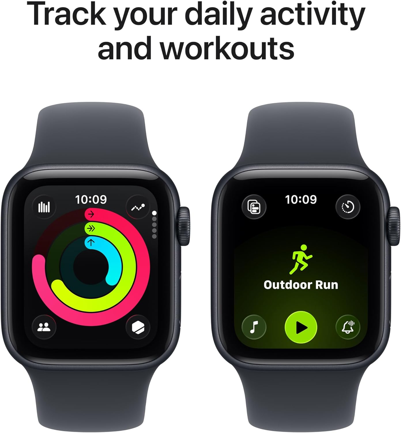 Midnight aluminum smartwatch with sport band — fitness and sleep tracking — view 2