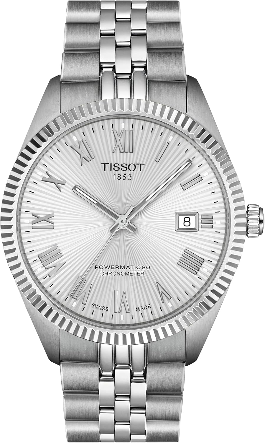Swiss automatic watch in silver tones with stainless steel case, COSC certified — view 1