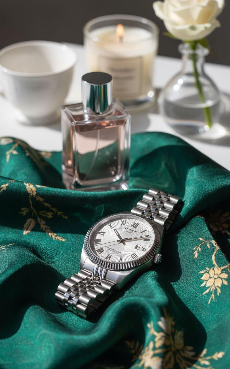 Swiss automatic watch in silver tones with stainless steel case, COSC certified — view 4