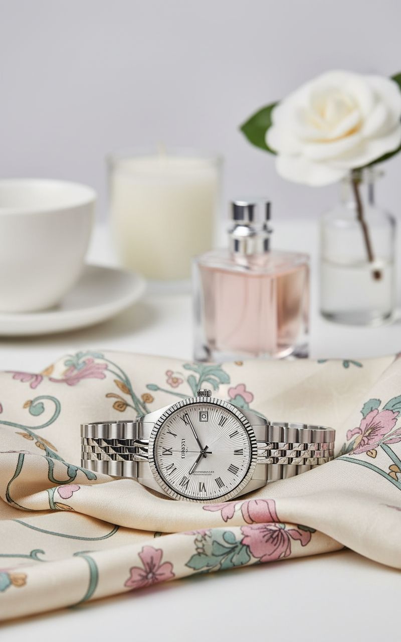 Swiss automatic watch in silver tones with stainless steel case, COSC certified — view 5