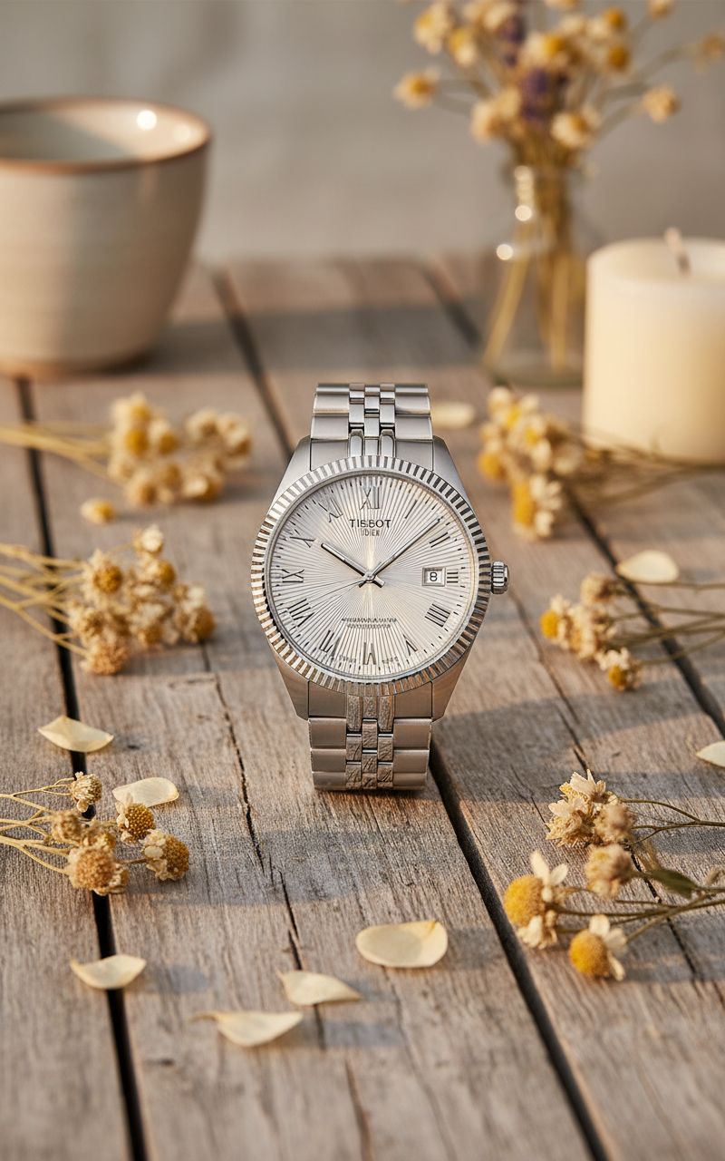 Swiss automatic watch in silver tones with stainless steel case, COSC certified — view 7