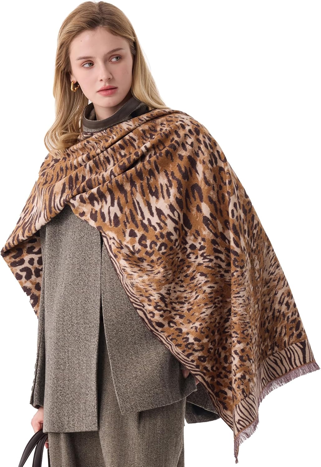 Acrylic blend wrap scarf in multi color — soft winter layering piece — view 5