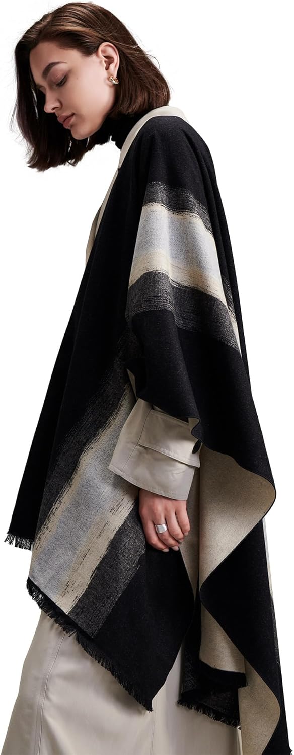 Acrylic blend wrap scarf in multi color — soft winter layering piece — side