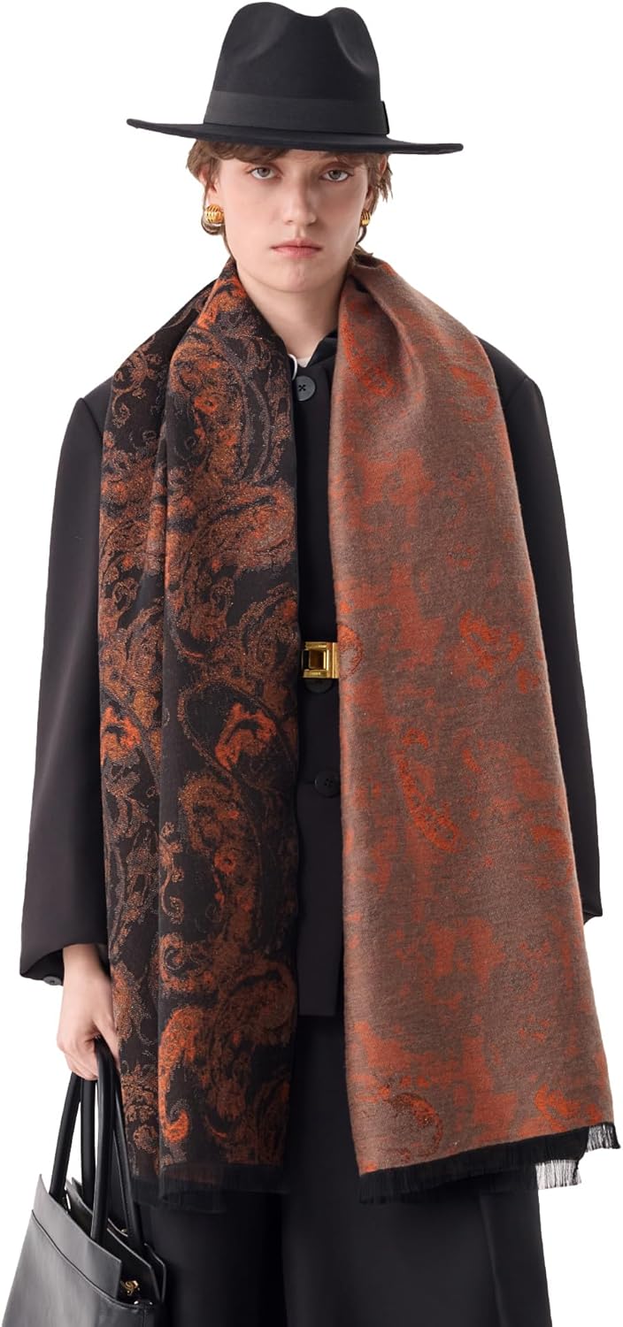 Acrylic blend wrap scarf in multi color — soft winter layering piece — detail