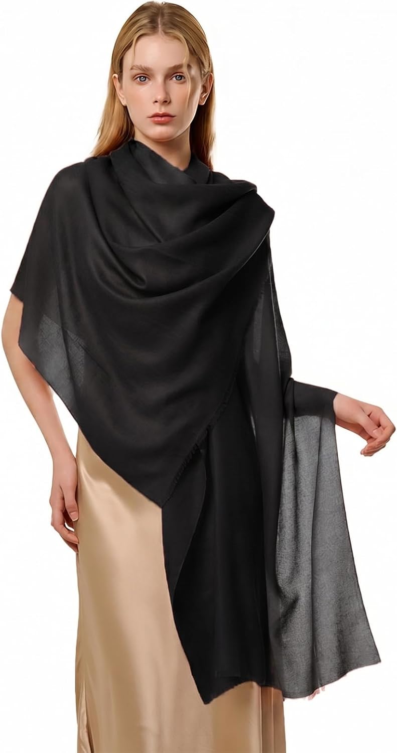 cashmere wrap shawl in multi color, featherlight luxury travel wrap — view 1