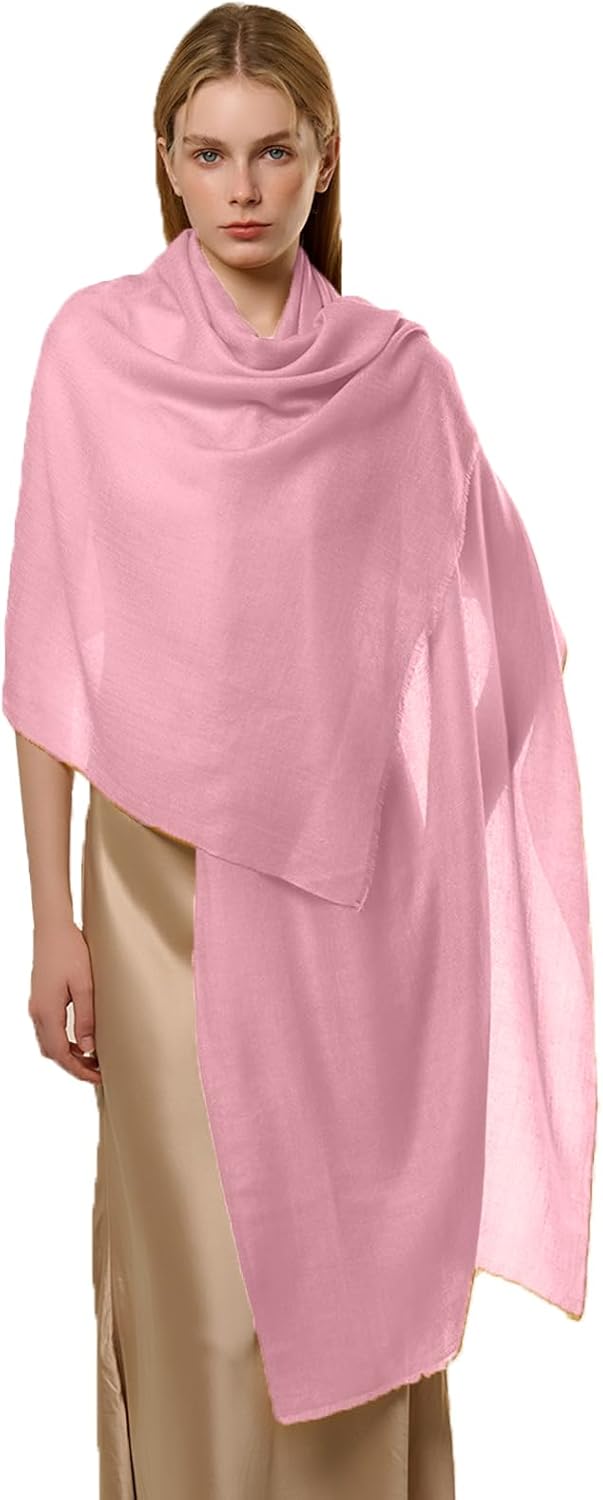 cashmere wrap shawl in multi color, featherlight luxury travel wrap — front